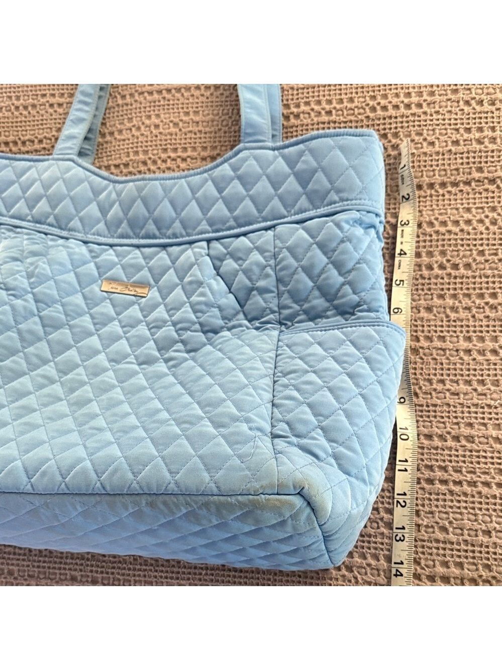 Vera Bradley Quilted Sky Blue Shoulder Tote - Picture 2 of 9